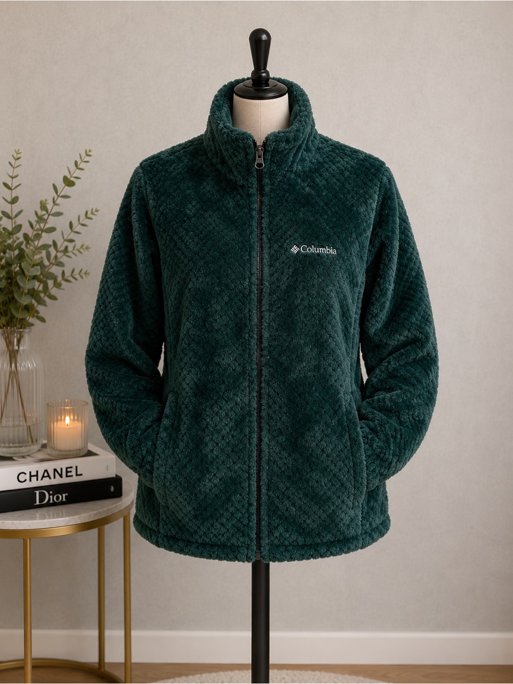 Columbia Plush Full-Zip Fleece Jacket - Teal Green